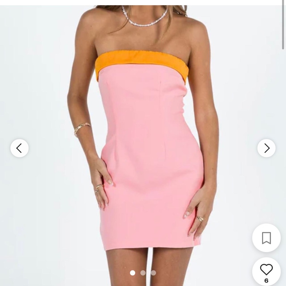 NWT Princess Polly Strapless Pink and Orange Dress